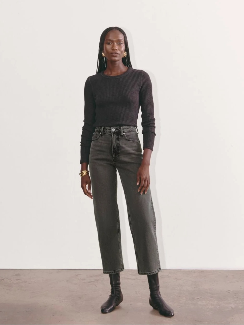 Everlane The Way High Black Straight-Leg Jeans